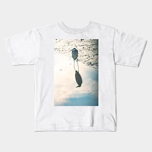 reflections of a blue heron Kids T-Shirt